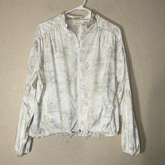 Zella grey and butter yellow floral lightweight windbreaker jacket - Picture 1 of 8